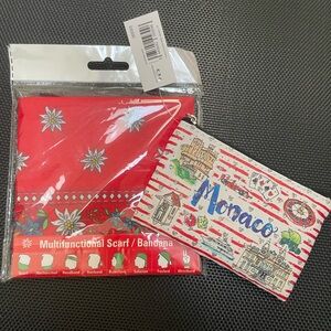 Red Multifunctional Head Scarf and coin purse